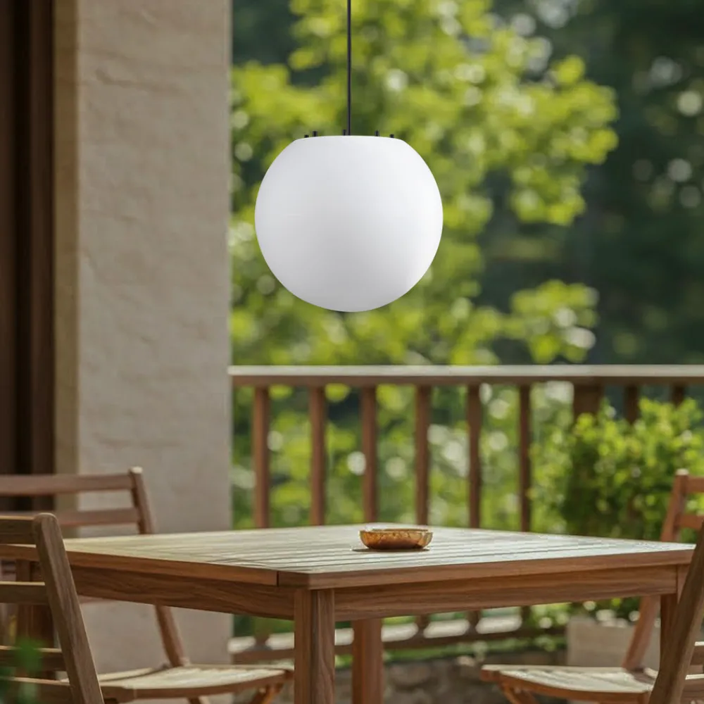 Lindby utendørs pendellampe Alea, hvit, plast, Ø 38 cm Online