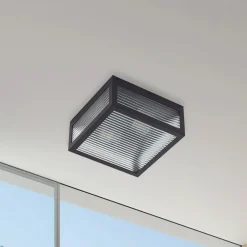 Lindby utendørs taklampe Bolgar, svart, metall, glass Sale