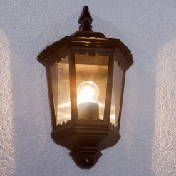 Lindby utendørs vegglampe Lieva, høyde 44 cm, svart, glass Hot