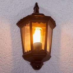 Lindby utendørs vegglampe Lieva, høyde 44 cm, svart, glass Hot