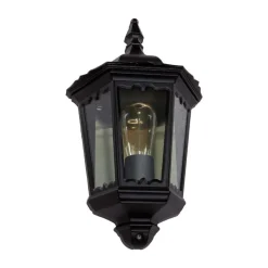 Lindby utendørs vegglampe Lieva, høyde 44 cm, svart, glass Hot