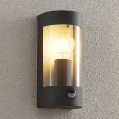 Lindby utendørs vegglampe Junias, 24 cm, antrasitt, sensor Sale