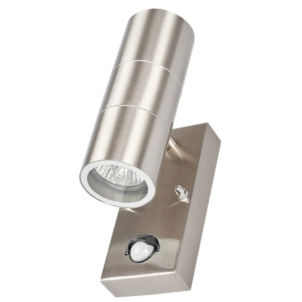 Lindby utendørs vegglampe Eyrin, høyde 22 cm, stål, sensor| Vegglamper Med Sensor|Utebelysning Med Sensor