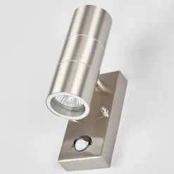 Lindby utendørs vegglampe Eyrin, høyde 22 cm, stål, sensor| Vegglamper Med Sensor|Utebelysning Med Sensor