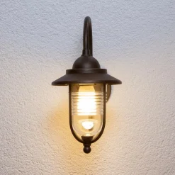 Lindby utendørs vegglampe Meret, høyde 37 cm, rustfarget, aluminium| Terrassebelysning|Vegglamper Utendørs