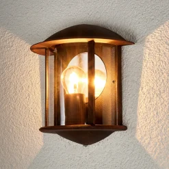 Lindby utendørs vegglampe Maelis, rustbrun, metall, 27 cm, E27 New