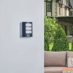 Lindby utendørs vegglampe Vimal, sensor, E27, 26 cm, aluminium| Vegglamper Med Sensor|Utebelysning Med Sensor