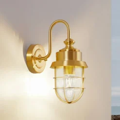 Lindby utendørs vegglampe Adalie, messingfarget, stål| Terrassebelysning