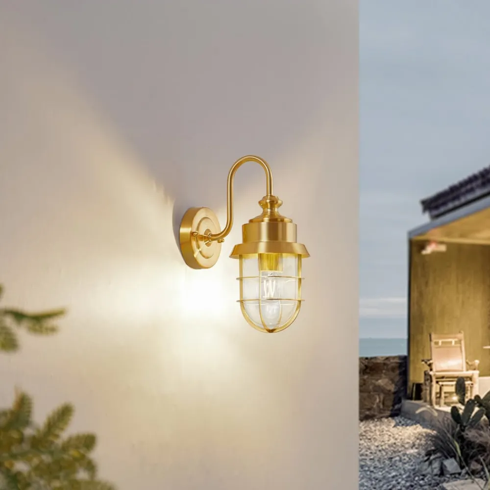 Lindby utendørs vegglampe Adalie, messingfarget, stål| Terrassebelysning