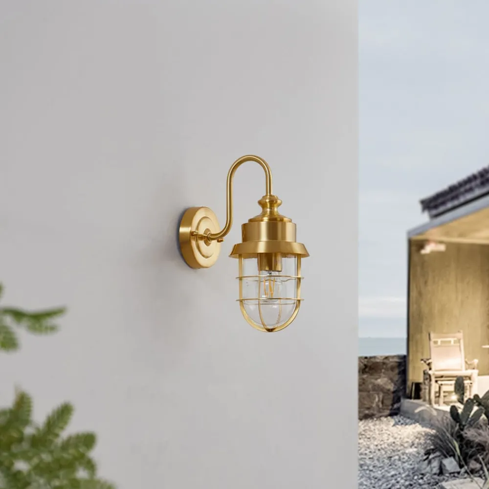 Lindby utendørs vegglampe Adalie, messingfarget, stål| Terrassebelysning