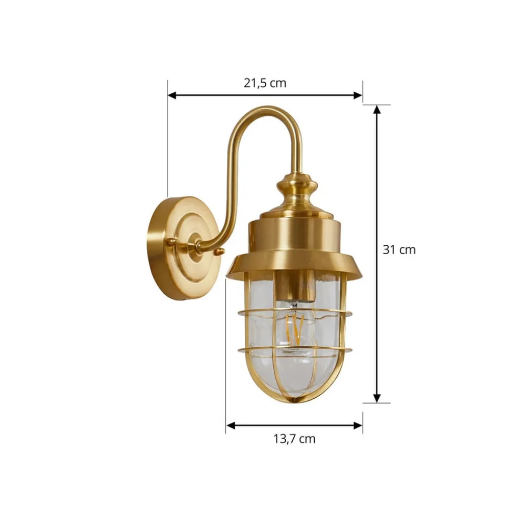 Lindby utendørs vegglampe Adalie, messingfarget, stål| Terrassebelysning