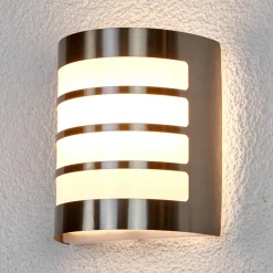 Lindby utendørs vegglampe Noyan, 20 cm, stål, IP44, E27 Best