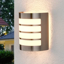 Lindby utendørs vegglampe Noyan, 20 cm, stål, IP44, E27 Best