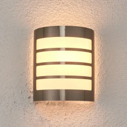 Lindby utendørs vegglampe Noyan, 20 cm, stål, IP44, E27 Best