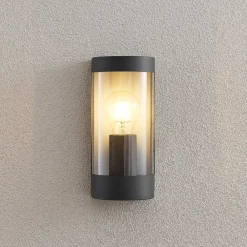 Lindby utendørs vegglampe Junias, 24 cm, antrasitt, stål Online