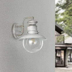 Lindby utendørs vegglampe Gwendolyn, hvit antikk, metall, 26 cm| Terrassebelysning|Vegglamper Utendørs