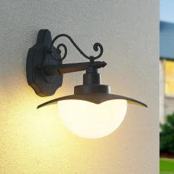 Lindby utendørs vegglampe Elinda, høyde 29 cm, antrasitt, glass Clearance