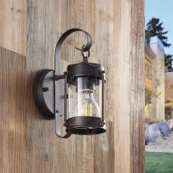 Lindby utendørs vegglampe Farly, rustbrun, aluminium, 17 cm| Terrassebelysning|Vegglamper Utendørs