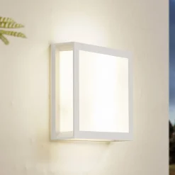 Lindby utendørs vegglampe Sivana, hvit, aluminium, 26 cm x 26 cm