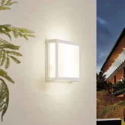 Lindby utendørs vegglampe Sivana, hvit, aluminium, 26 cm x 26 cm