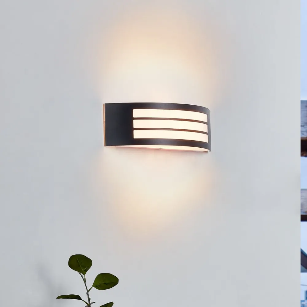 Lindby utendørs vegglampe Vimal, E27, 32 cm, svart, aluminium| Vegglamper Utendørs