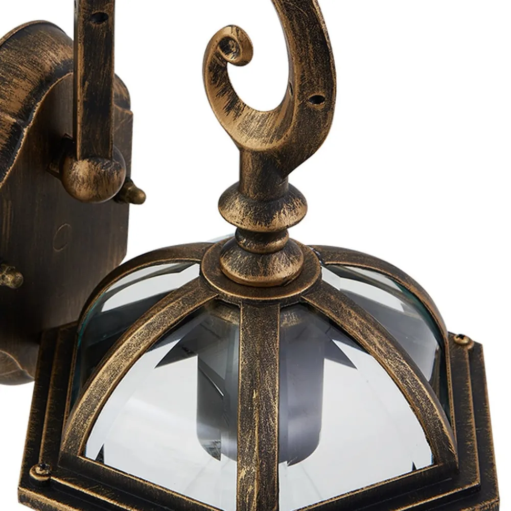 Lindby utendørs vegglampe Adelisa, gull antikk, aluminium, høyde 39 cm| Vegglamper Utendørs