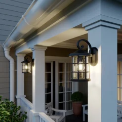 Lindby utendørs vegglampe Ankea, svart, høyde 37 cm, IP23, E27