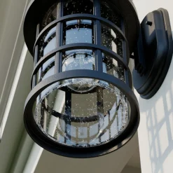 Lindby utendørs vegglampe Ankea, svart, høyde 37 cm, IP23, E27