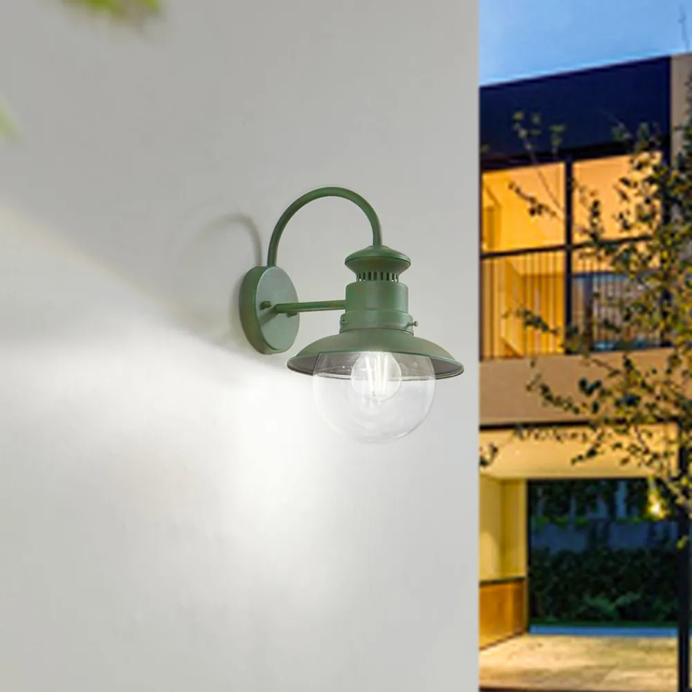 Lindby utendørs vegglampe Celinor, grønn, stål, Ø 15 cm Outlet