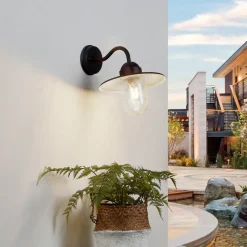 Lindby utendørs vegglampe Filip, rustbrun, 30 cm, E27, IP44 Best