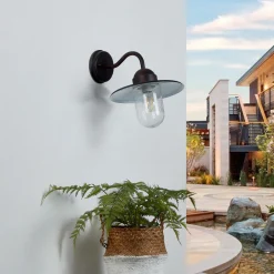 Lindby utendørs vegglampe Filip, rustbrun, 30 cm, E27, IP44 Best