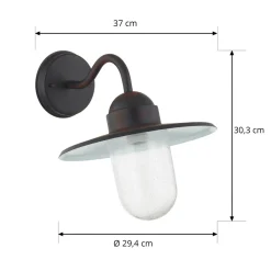 Lindby utendørs vegglampe Filip, rustbrun, 30 cm, E27, IP44 Best