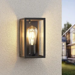 Lindby utendørs vegglampe Filimon, antrasitt, 22 cm, IP44, E27| Terrassebelysning