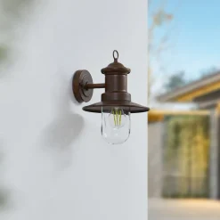 Lindby utendørs vegglampe Eloretta, rust, stål, høyde 31 cm Hot