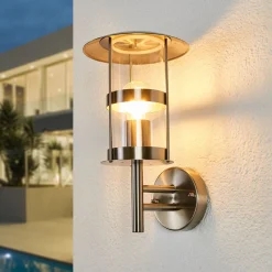 Lindby utendørs vegglampe Noemi, grå, stål, 32 cm| Vegglamper Utendørs