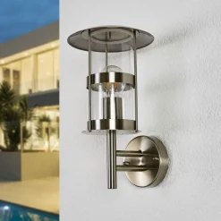 Lindby utendørs vegglampe Noemi, grå, stål, 32 cm| Vegglamper Utendørs