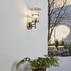 Lindby utendørs vegglampe Noemi, grå, stål, 32 cm| Vegglamper Utendørs