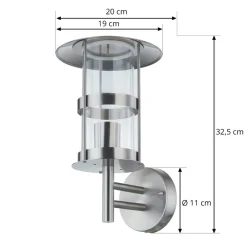 Lindby utendørs vegglampe Noemi, grå, stål, 32 cm| Vegglamper Utendørs