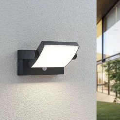 Lindby utendørs vegglampe Sherin, sett med 2, svingbar, sensor| Kommersiell Utebelysning|Vegglamper Med Sensor