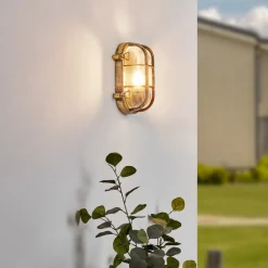 Lindby utendørs vegglampe Daaje, gullfarget, 16 cm, aluminium Discount