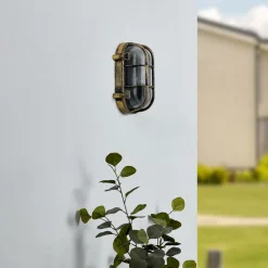 Lindby utendørs vegglampe Daaje, gullfarget, 16 cm, aluminium Discount