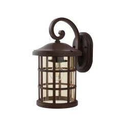 Lindby utendørs vegglampe Ankea, rust/amber, 37 cm, IP23, E27