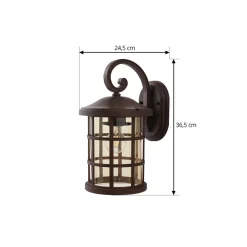 Lindby utendørs vegglampe Ankea, rust/amber, 37 cm, IP23, E27