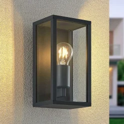 Lindby utendørs vegglampe Peldar, klar, 1 lyskilde, 26 cm, metall Hot