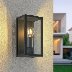 Lindby utendørs vegglampe Peldar, klar, 1 lyskilde, 26 cm, metall Hot