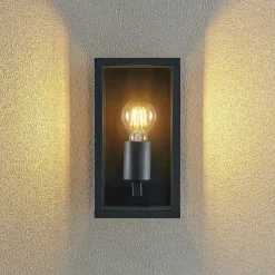 Lindby utendørs vegglampe Peldar, klar, 1 lyskilde, 26 cm, metall Hot