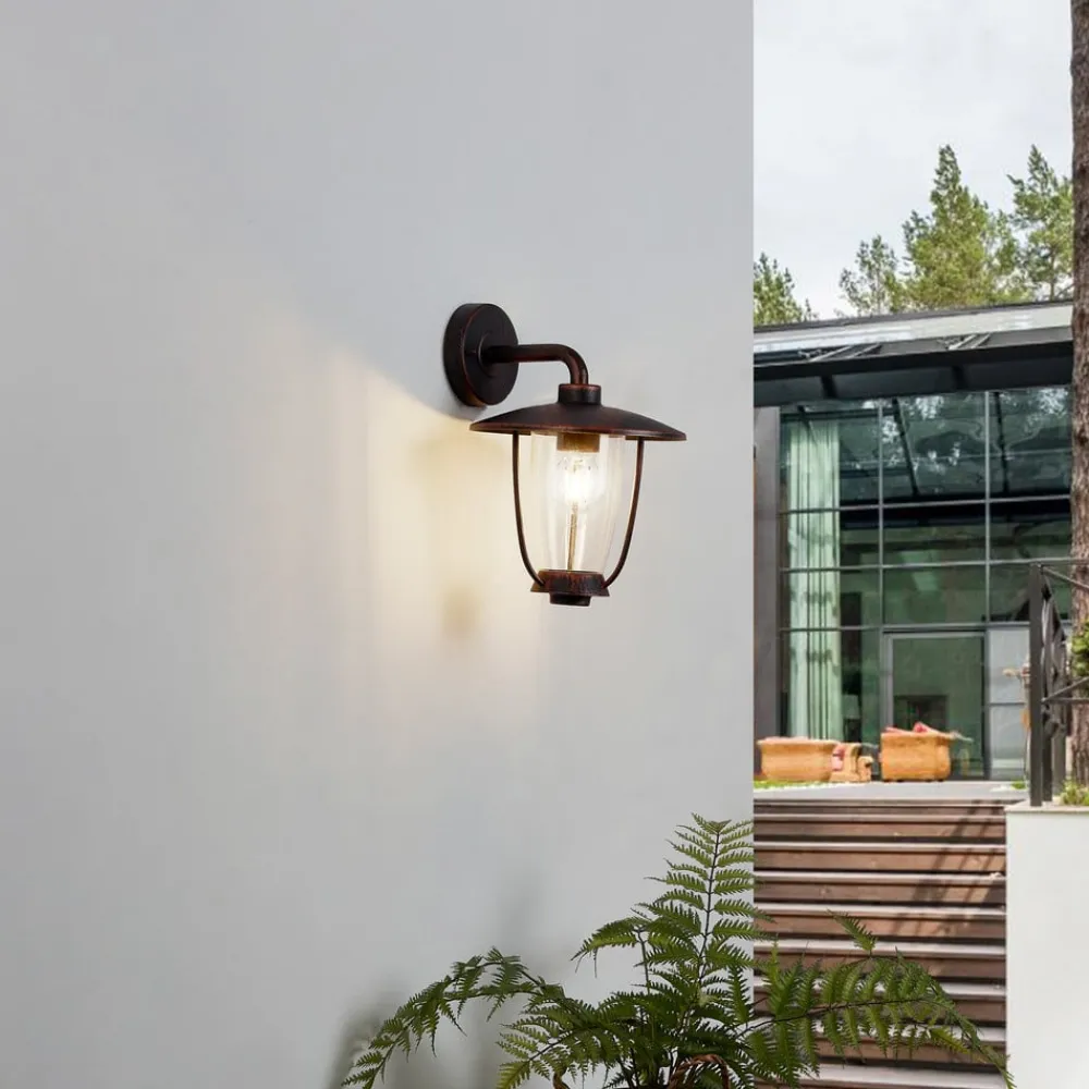 Lindby utendørs vegglampe Satish, kobberfarget, jern, 32 cm| Vegglamper Utendørs