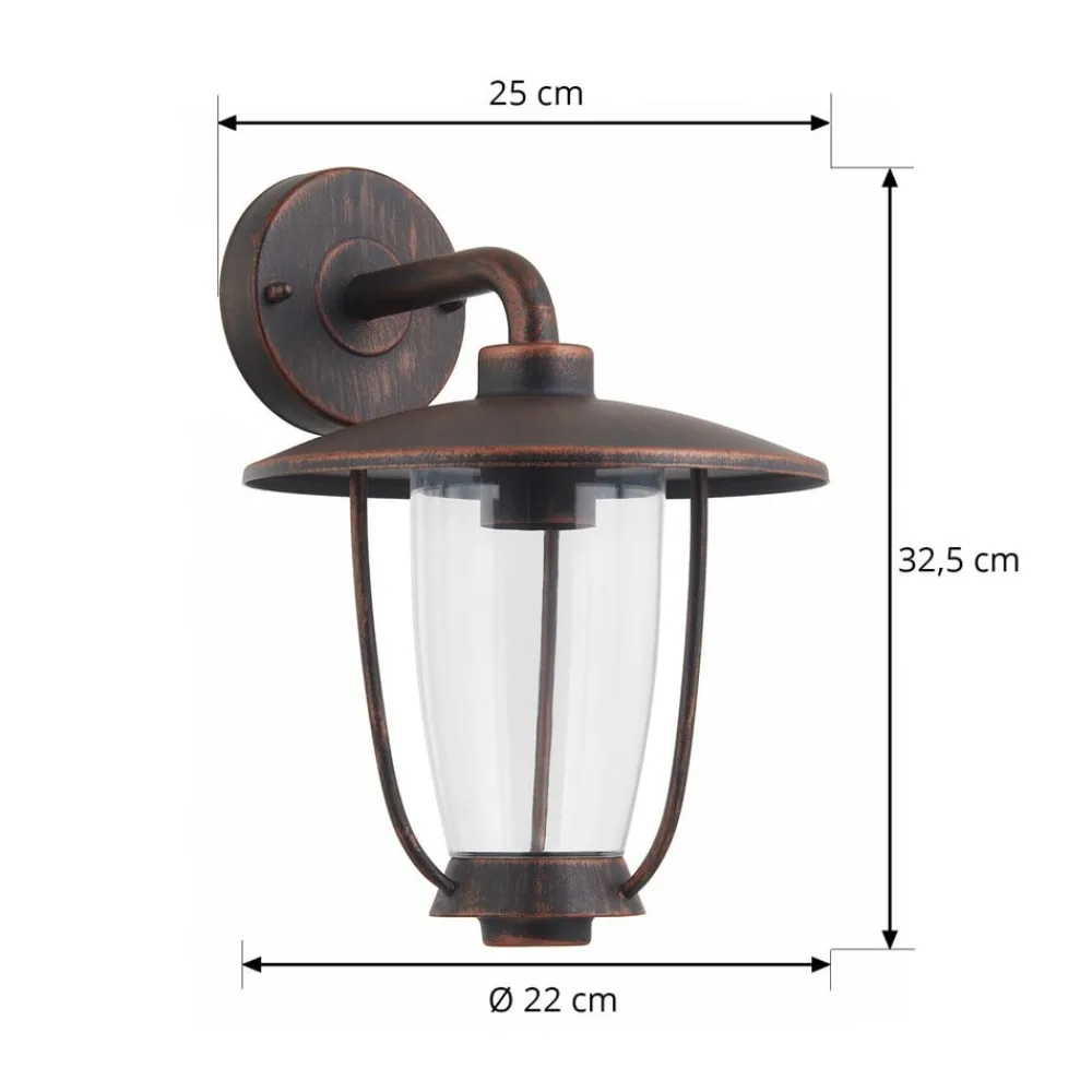 Lindby utendørs vegglampe Satish, kobberfarget, jern, 32 cm| Vegglamper Utendørs