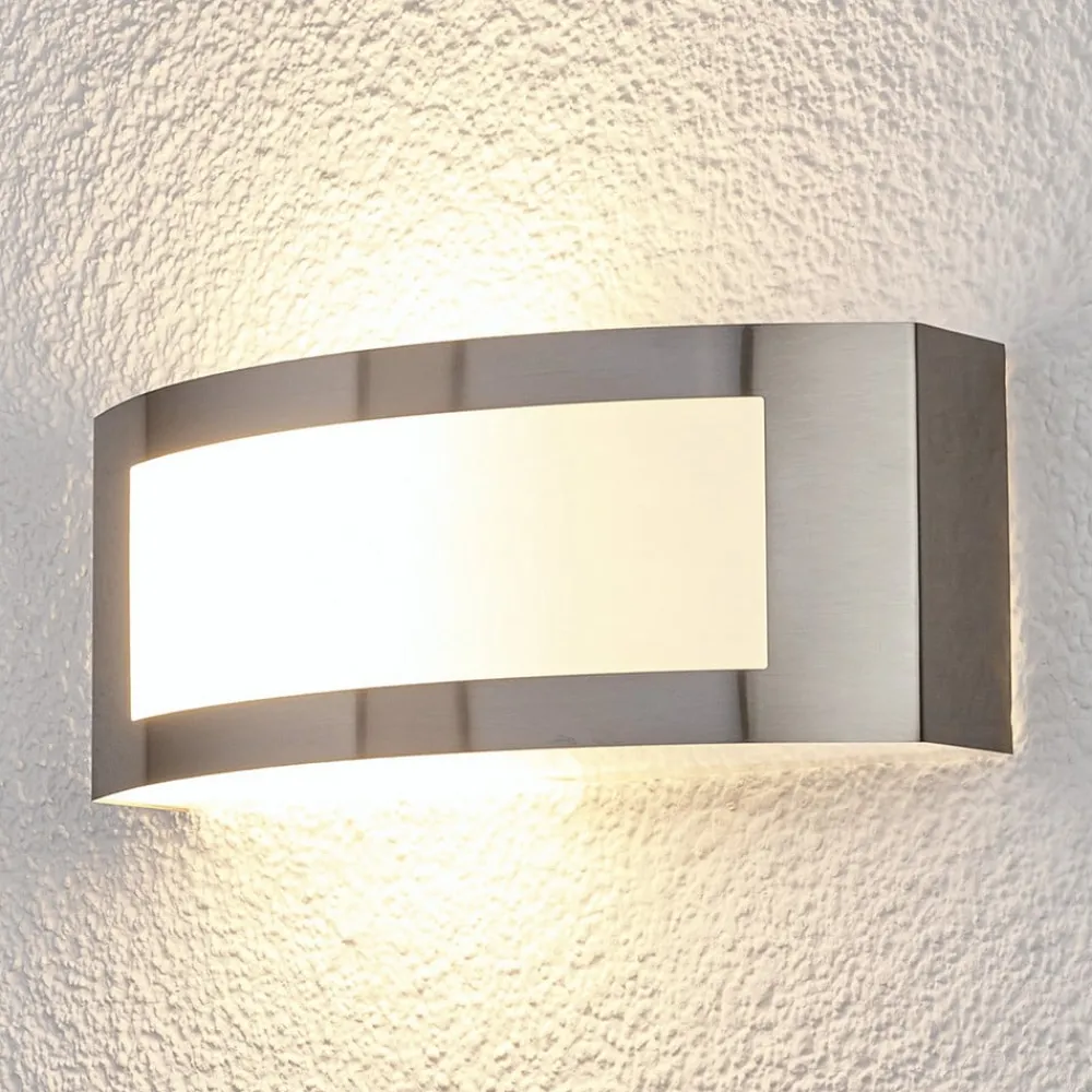 Lindby utendørs vegglampe Raja, 25 cm bred, stål, IP44, E27| Terrassebelysning|Vegglamper Utendørs