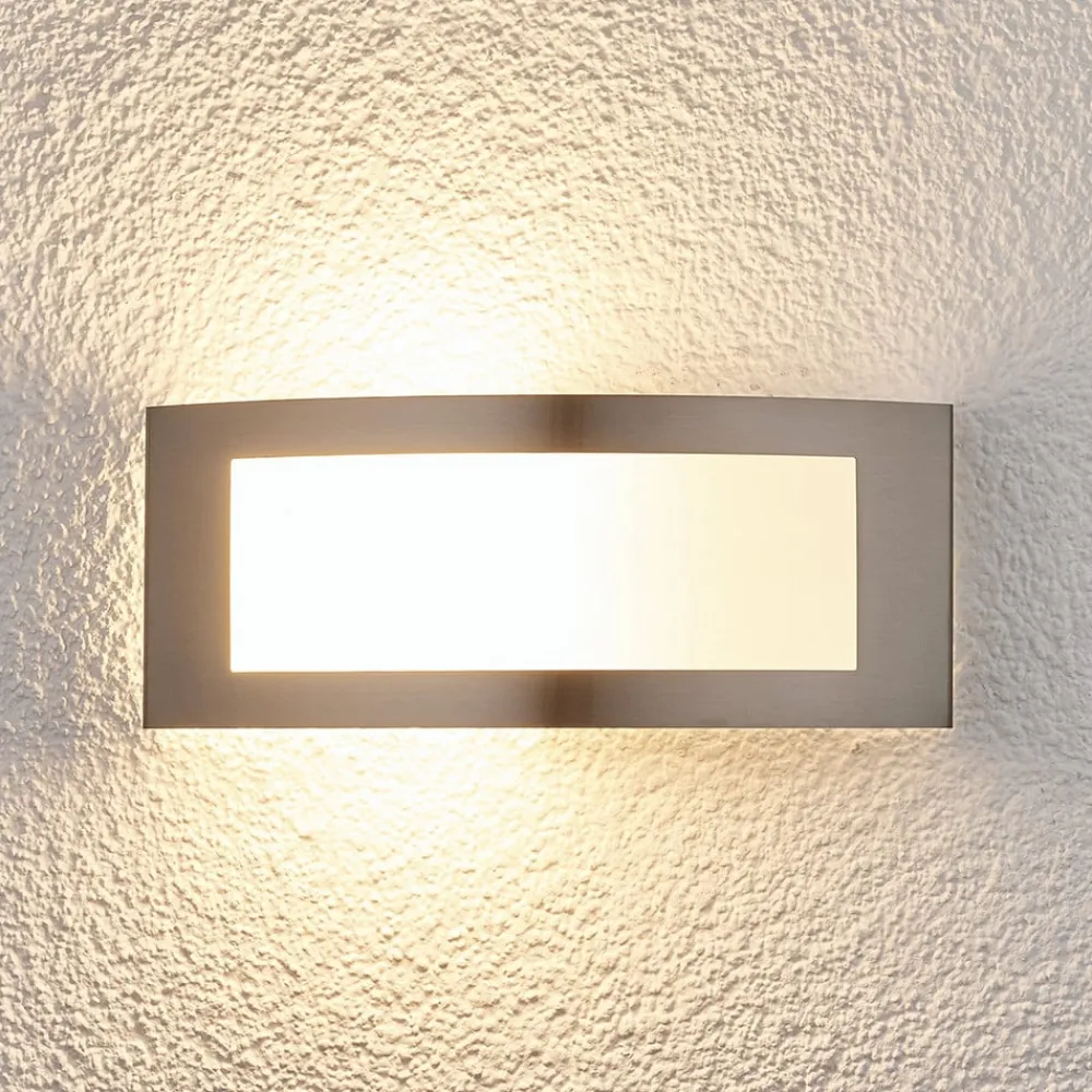 Lindby utendørs vegglampe Raja, 25 cm bred, stål, IP44, E27| Terrassebelysning|Vegglamper Utendørs